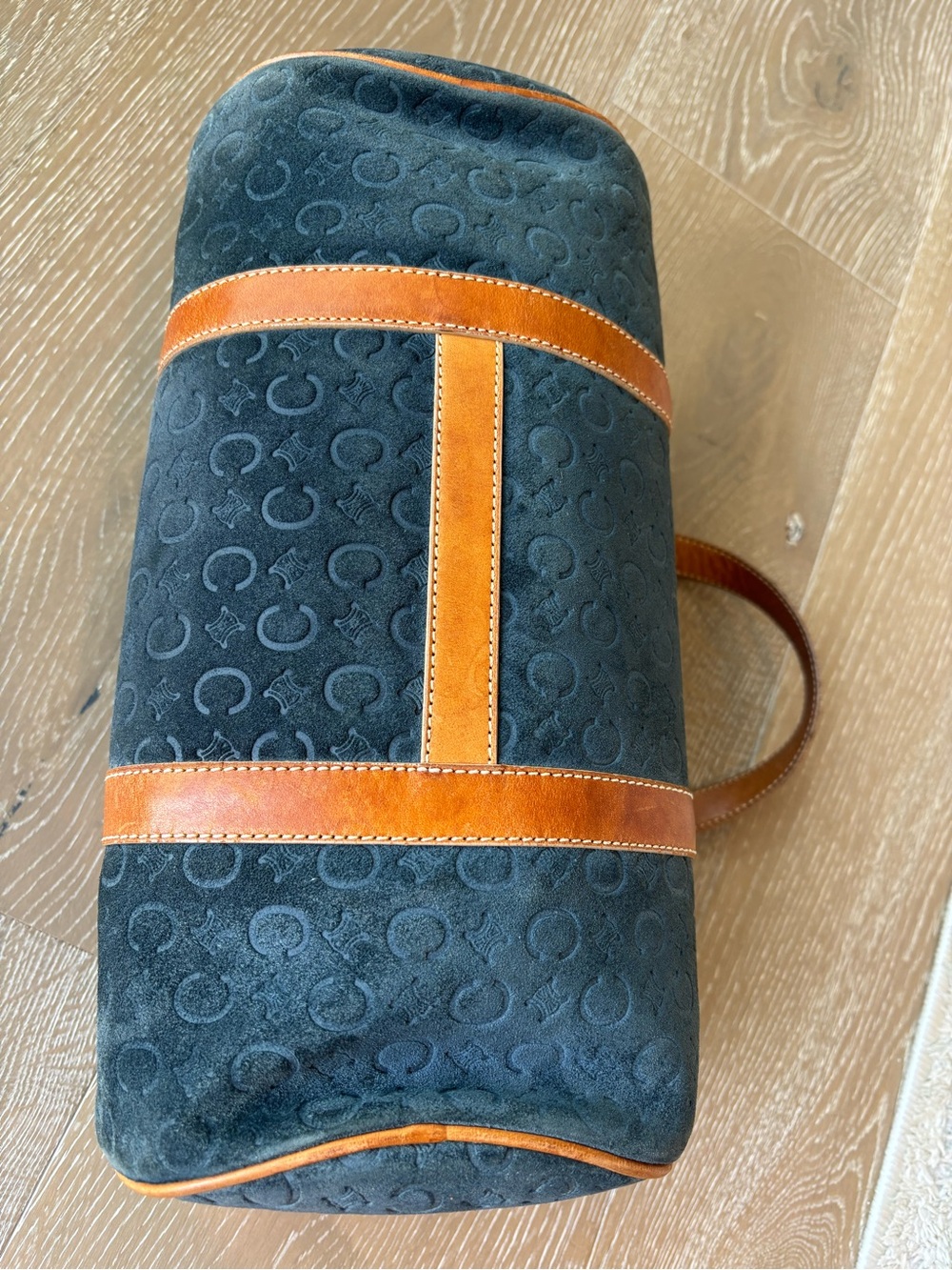 Celine Macadam Navy Suede Mini Duffel with Brown Leather Trim - Picture 6 of 16